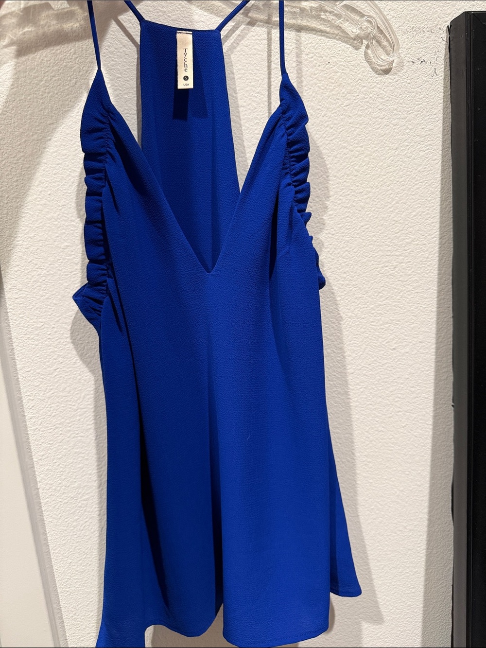 Tyche Royal Blue V-Neck Ruffle Strap Cami